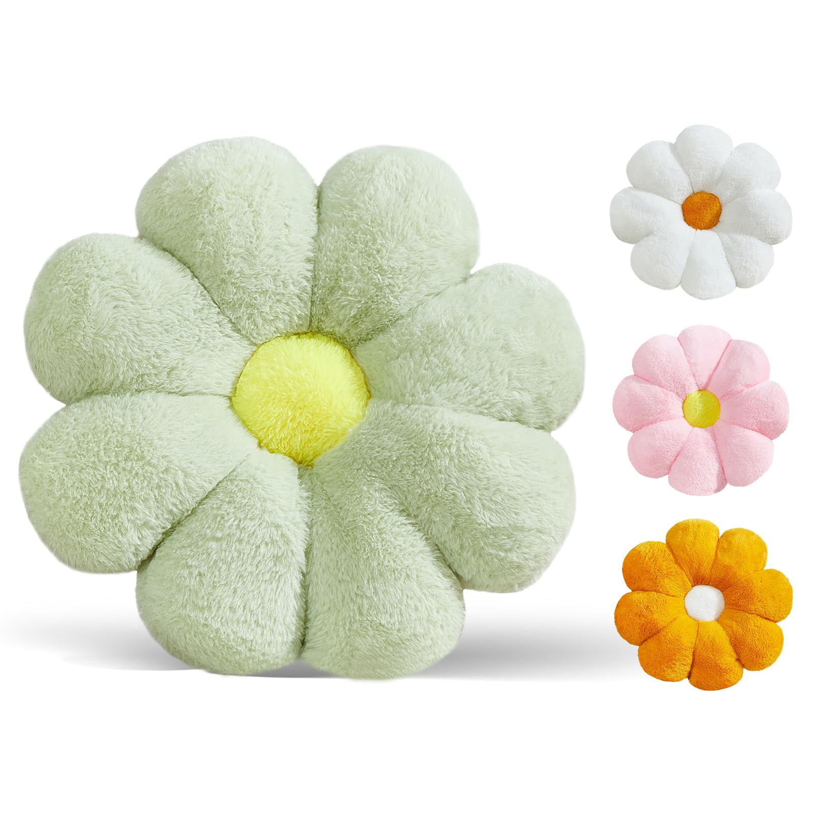 Ailive 17.7In Cute Green Daisy Flower Shaped Kids Throw Pillow Flower Throw Pillow Floor Pillow Cushion Sunflower Pillow Decorat